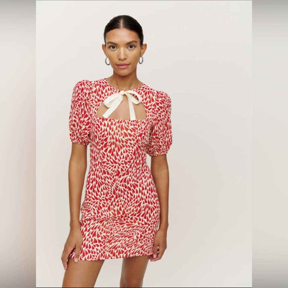 Reformation Red and Cream Mini Dress
